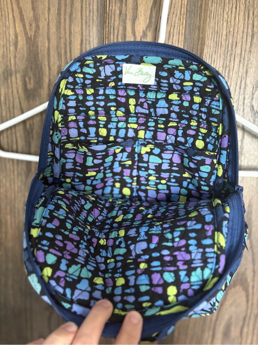 Vera Bradley Navy Quilted Floral Mini Backpack in Indigo Pop - Picture 6 of 8